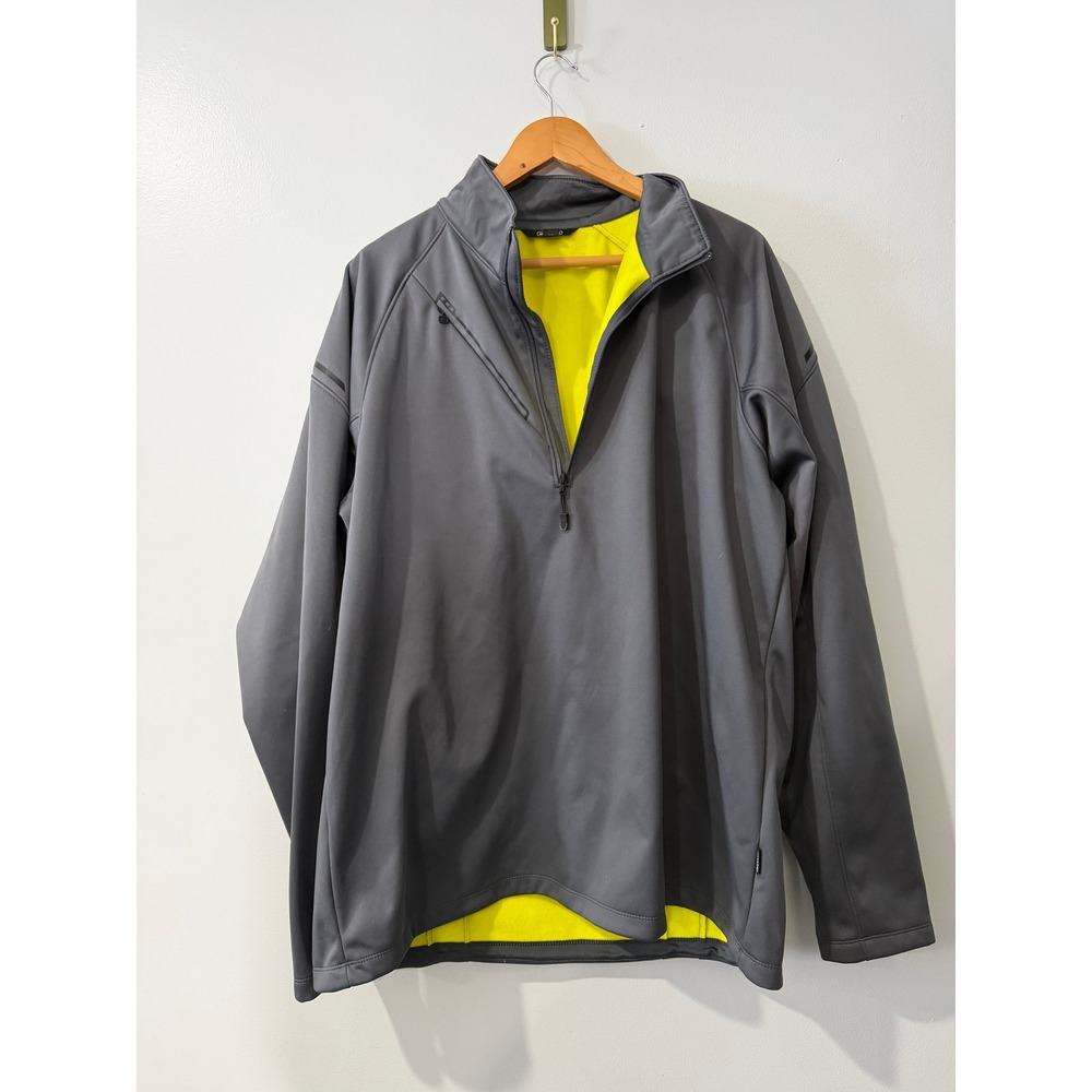 OGIO Mens 1/4 Zip Pullover Jacket Gray Neon Yellow Fleece Lined 2XL